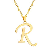 ASON Initial 26 Letters A-Z Gold Color Stainless Steel Modern Chain Choker Pendant Necklaces For Women Fashion Jewelry