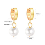 ASON Elegant Imitation Pearl Dangle Earrings 316L Stainless Steel Drop Earring for Women Girl Small Fashion Jewelry