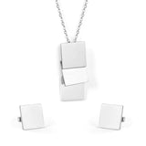 Ensemble de bijoux en acier inoxydable pour femmes, colliers et boucles d'oreilles tendance de forme rectangulaire, couleur or/argent, cadeaux de saint-valentin 