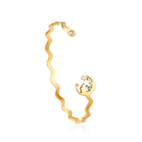 ASON – Bracelet ondulé inhabituel de couleur or, Style océan, ouvert en acier inoxydable pour femmes, cadeau de fête, accessoire de bijoux