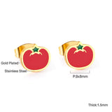 ASON Cute Vegetable Shape Cartoon Earrings 316L Stainless Steel Unusual Small Stud Earrings for Women Fashion Jewelry