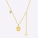 316L Stainless Steel Gold Bread Bus Vegetable Pendant Necklaces For Women With Free Chain Crystal Necklace collares