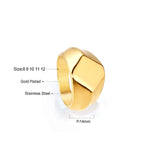 ASON Vintage Heart Round Square Shape Ring Gold Color Stainless Steel Geometric Fashion Jewelry for Women Men Accessories