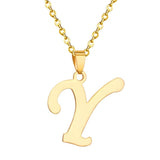 ASON Initial 26 Letters A-Z Gold Color Stainless Steel Modern Chain Choker Pendant Necklaces For Women Fashion Jewelry