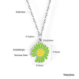 ASON Korean Fashion Sunflower Pendant Necklace for Women Stainless Steel Colorful Choker with Extender Jewelry Accessories