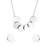 Stainless Steel Round Paillettes Trendy Necklaces Earrings Sets Jewelry Set Gold/Silver Color For Lovers Woman Gift