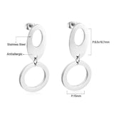 ASON Classic Gold Color Round Pendant Drop Earring Stainless Steel Dangle Earring for Women Gift Accessories Jewelry