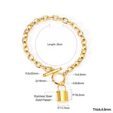 ASON Gold Color Key Lock Charm Pendant Punk Bracelet Stainless Steel Bangle for Women Men Party Gift Fashion Jewelry