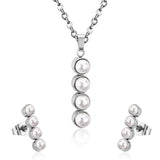 Fashion White Imitation Pearls Crystal Pendant Necklace Stud Earrings For Women Wedding Jewellry Sets bijoux femme