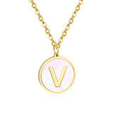 Collier avec pendentif rond en acier inoxydable, couleur or, avec lettres 26 AZ, pour femme, amie de fête, vente en gros