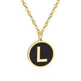 ASON New Punk Jewelry Gold Black Shell Choler Necklaces Stainless Steel 26 Letter Alphabet Pendant Necklaces Women/Girl