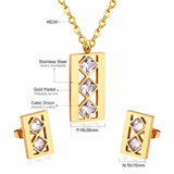 Stainless Steel CZ Wedding Bridal Dubai Jewelry Sets For Women Indian Gold Color Crystal Indian Jewellery Sets