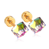 Pendientes de acero inoxidable con tornillo para niños, joyería de moda para mujer, pendientes de cristal navideños, pendientes brincos 