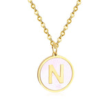 Collier avec pendentif rond en acier inoxydable, couleur or, avec lettres 26 AZ, pour femme, amie de fête, vente en gros