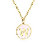 Collier avec pendentif rond en acier inoxydable, couleur or, avec lettres 26 AZ, pour femme, amie de fête, vente en gros