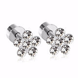 Pendientes Brincos de acero inoxidable de 6mm y 18K, minipendientes con forma de estrella y corazón, moda coreana 2022, pendientes de cristal para mujer y niña 