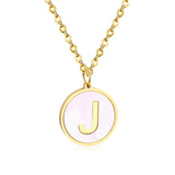 Collier avec pendentif rond en acier inoxydable, couleur or, avec lettres 26 AZ, pour femme, amie de fête, vente en gros