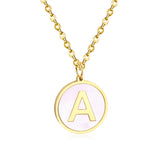 Collier avec pendentif rond en acier inoxydable, couleur or, avec lettres 26 AZ, pour femme, amie de fête, vente en gros