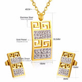 Trendy Stainless Steel Dubai Jewelry Set Geometry Pendant Necklace Earrings Crystal For Women Girls Jewelry Sets