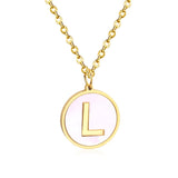 Collier avec pendentif rond en acier inoxydable, couleur or, avec lettres 26 AZ, pour femme, amie de fête, vente en gros