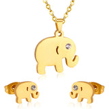 Conjuntos de joyería africana para boda de Dubái, collares con colgante de elefante de circonia cúbica dorada, pendientes para hombres y mujeres, conjuntos de joyería de moda