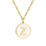 Collier avec pendentif rond en acier inoxydable, couleur or, avec lettres 26 AZ, pour femme, amie de fête, vente en gros