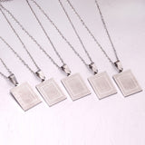 Bible Scripture Pendant Necklace Mens Womens Stainless Steel Chain Necklace