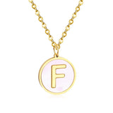 Collier avec pendentif rond en acier inoxydable, couleur or, avec lettres 26 AZ, pour femme, amie de fête, vente en gros