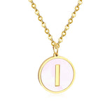 Collier avec pendentif rond en acier inoxydable, couleur or, avec lettres 26 AZ, pour femme, amie de fête, vente en gros