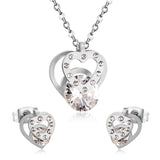 Gran oferta de conjuntos de acero inoxidable CZ, conjuntos de joyas de corazón a la moda, regalo de San Valentín para mujer