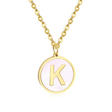 Collier avec pendentif rond en acier inoxydable, couleur or, avec lettres 26 AZ, pour femme, amie de fête, vente en gros