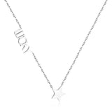 ASON Initial Necklace Women Girl Stainless Steel Letter Lucky Star Pendant Necklace Collier Choker Collars Wedding Necklace