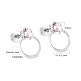 ASON Wedding Jewelry Round Cubic Zirconia Anti-allergy Stud Earring Stainless Steel Round Earrings Female Accessories Party