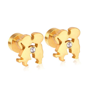 Screw Stud Earrings Set Fashion Jewelry For Women Stainless Steel Gold Christmas Earrings pendientes brincos