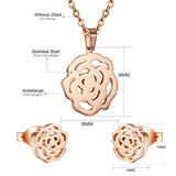 ASON Gold Color Accessories Classic Jewelry Flower Pendants Link Chains Necklace Earrings Jewelry Set For Women Wedding