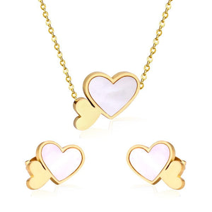 Brand New Stainless Steel Jewelry Heart Shell Jewelry Sets Women Wedding Jewelry Gift