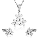 Ensembles de bijoux en acier inoxydable pour femmes, boucles d'oreilles en cristal, fleur de dubaï, collier, ensemble de bijoux, accessoires