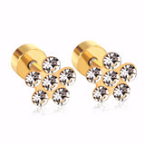 Pendientes Brincos de acero inoxidable de 6mm y 18K, minipendientes con forma de estrella y corazón, moda coreana 2022, pendientes de cristal para mujer y niña 