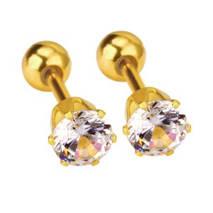 Pendientes con tuerca de bola de 3-5mm para mujer, joyería de moda para niños, pendientes piercing de cristal, pendientes brincos 