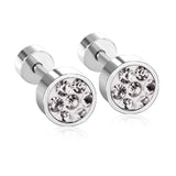 Hot Sale Colorful CZ Stone Screw Stud Earrings For Women/Girl Stainless Steel Earrings Fashion Jewelry Bijoux