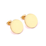 ASON-Pendientes de tuerca con forma redonda para Mujer, aretes de acero inoxidable, estilo Simple, Color dorado, regalo de fiesta 