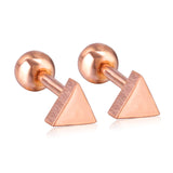 ASON Rose Gold/Black Stud Earrings Geometric Stainless Steel Women Earrings Jewelry Gift Accessories,Triangle/Circle/Square