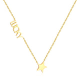 ASON Initial Necklace Women Girl Stainless Steel Letter Lucky Star Pendant Necklace Collier Choker Collars Wedding Necklace