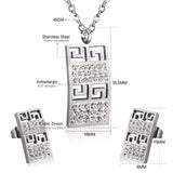 Trendy Stainless Steel Dubai Jewelry Set Geometry Pendant Necklace Earrings Crystal For Women Girls Jewelry Sets