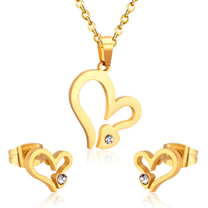 Conjuntos de joyas y collares de Dubái para novia, conjuntos de joyas con forma de corazón de Color dorado cristalino para boda, conjuntos de joyas indias para mujeres y niñas