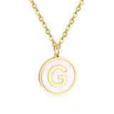 Collier avec pendentif rond en acier inoxydable, couleur or, avec lettres 26 AZ, pour femme, amie de fête, vente en gros