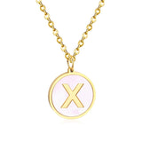 Collier avec pendentif rond en acier inoxydable, couleur or, avec lettres 26 AZ, pour femme, amie de fête, vente en gros