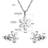 ASON Jewelry 316L Stainless Steel Gold Color Jewelry Sets for Women Flower Pendant Necklace Small Earrings for Femme