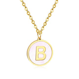 Collier avec pendentif rond en acier inoxydable, couleur or, avec lettres 26 AZ, pour femme, amie de fête, vente en gros