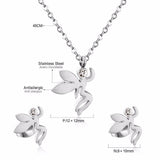 Ensembles de bijoux de mode en acier inoxydable pendentif collier boucles d'oreilles ensembles pour femmes accessoires bijoux 